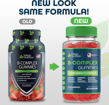 Vitamin B Complex Gummies for Adults, B Complex Supplement with Vitamin A, C, Biotin, Zinc, 60 Gummies