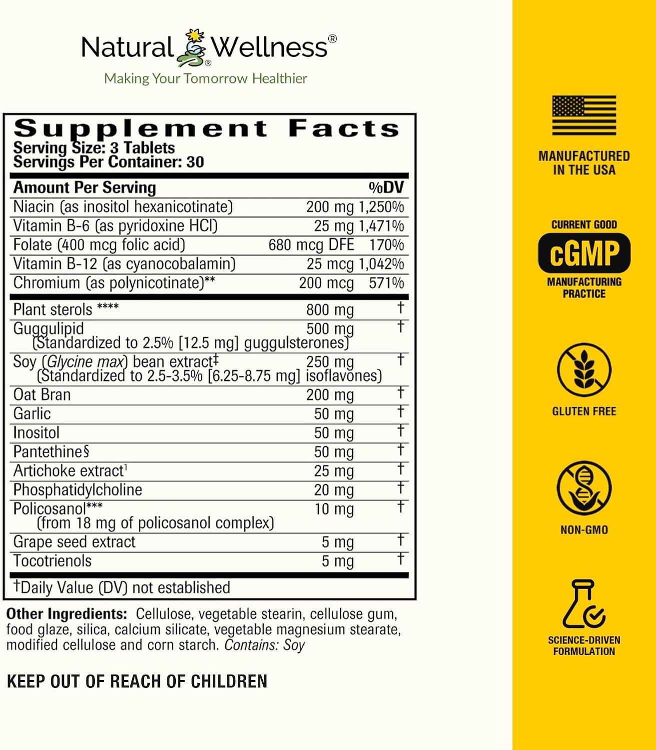 Natural Wellness Cholesterol Support – 90 Tablets - görsel 3