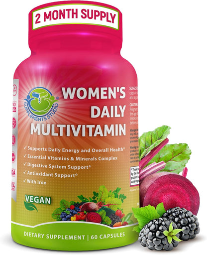 Vegan Whole Food Daily Multivitamin with Iron, Methylated Multivitamin for Women and Men, Made with Fruits & Vegetables, B-Complex, Probiotics, Enzymes, CoQ10, Omegas, Turmeric, Non-GMO, 180 Count