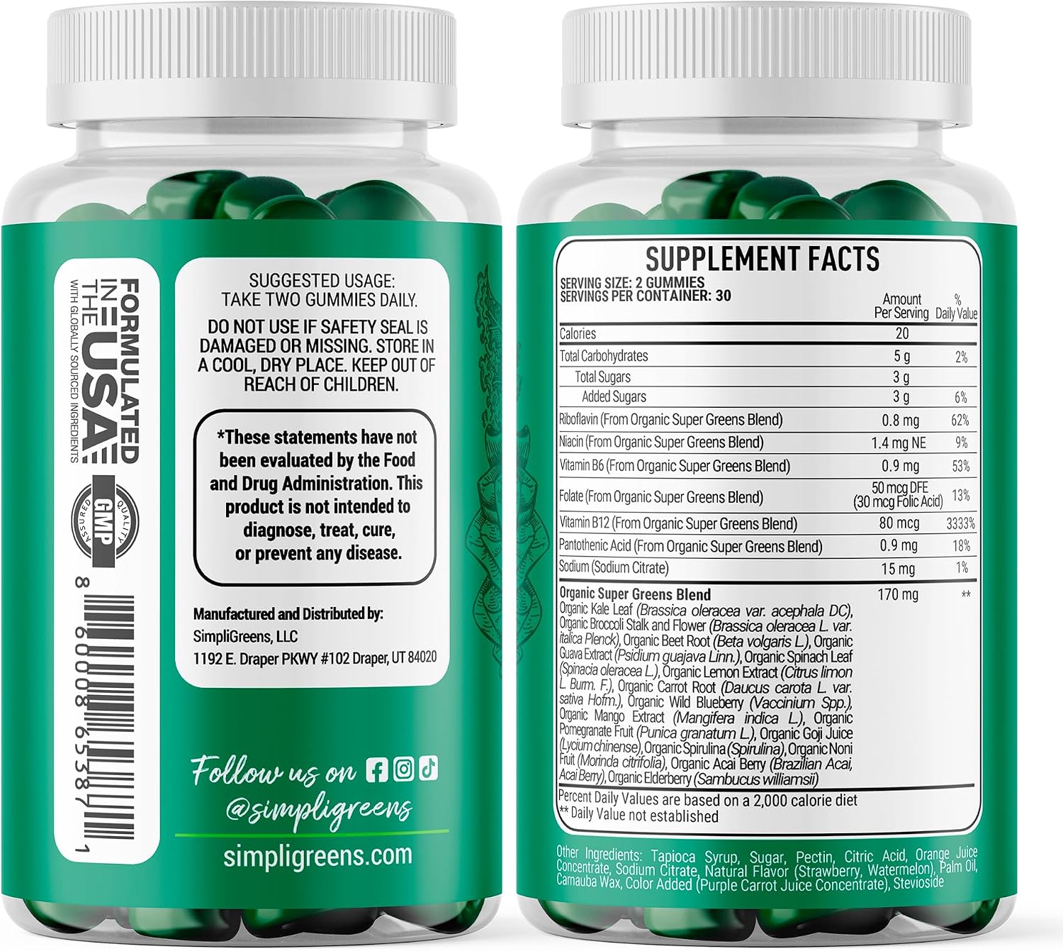 Vegan Superfood Gummies Supplement – 60 Count – Nutrient-Rich Gummy Vitamins – Supports Overall Wellness - görsel 2
