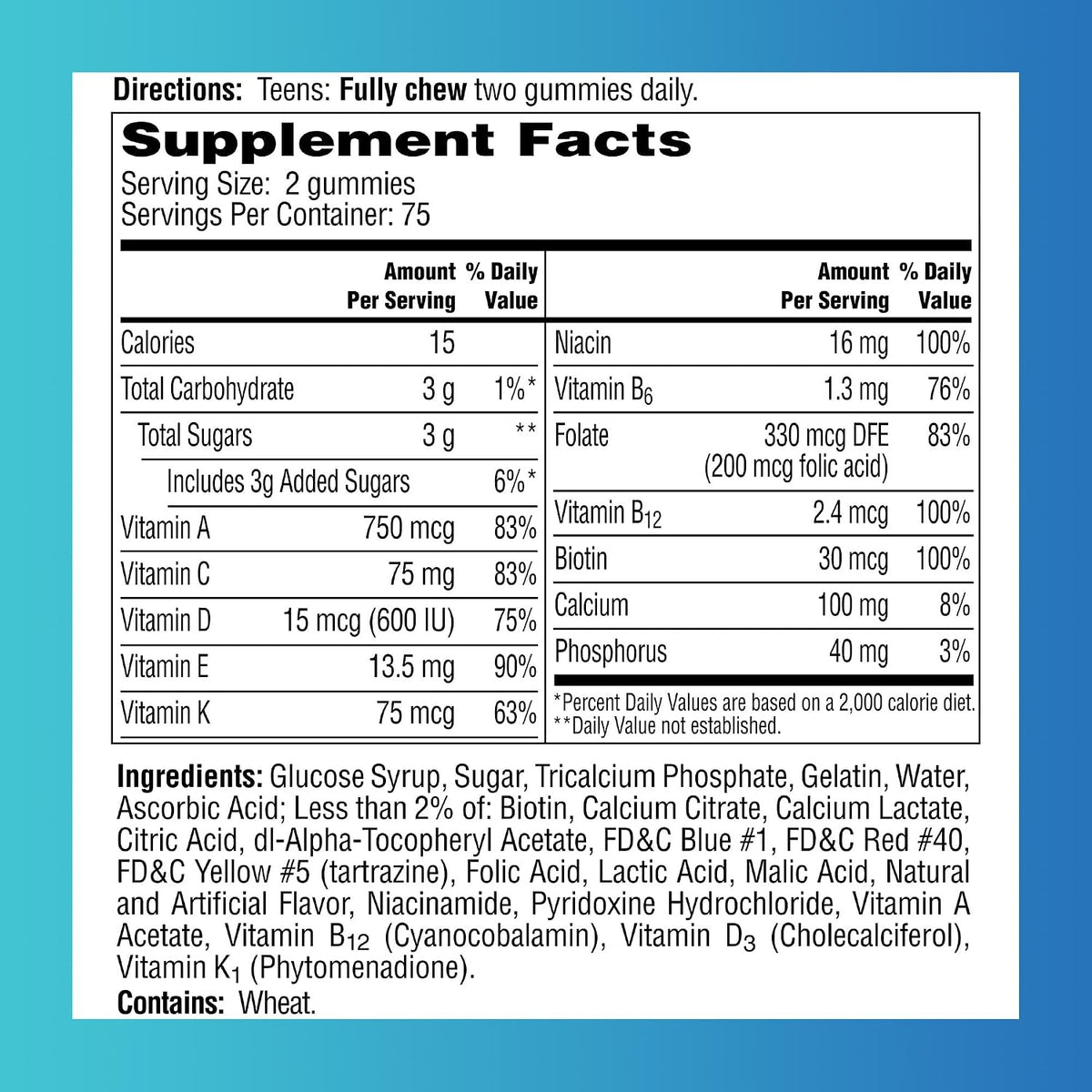 One A Day Teen Boy Multivitamin Gummies (150 – Vitamin C – Contributes to normal collagen formation for healthy – Image 2