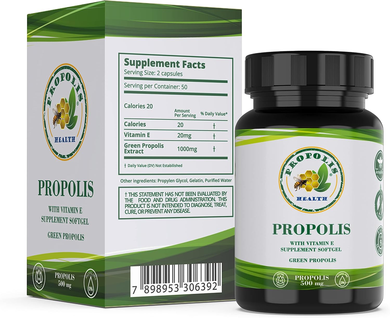 Propolis Health Propolis Capsules 1000mg with Vitamin E – 100 Capsules - görsel 2