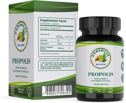 Propolis Health Propolis Capsules 1000mg with Vitamin E – 100 Capsules