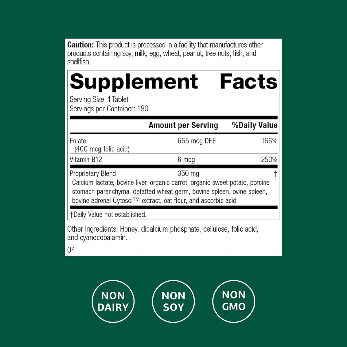 Standard Process Inc. Folic Acid B12-180 Tablets - görsel 2