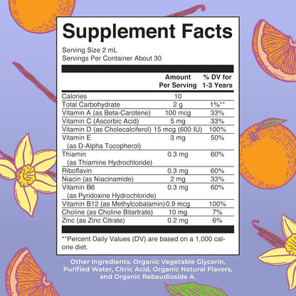 MaryRuth's Toddler Multivitamin | Vitamin A C D E B6 B12 Zinc | Healthy Growth Support | Immunity | Bone Health | Cognitive Function | Organic | Sugar Free | Vegan | Non-GM | 60 ml | 30 Day Supply
