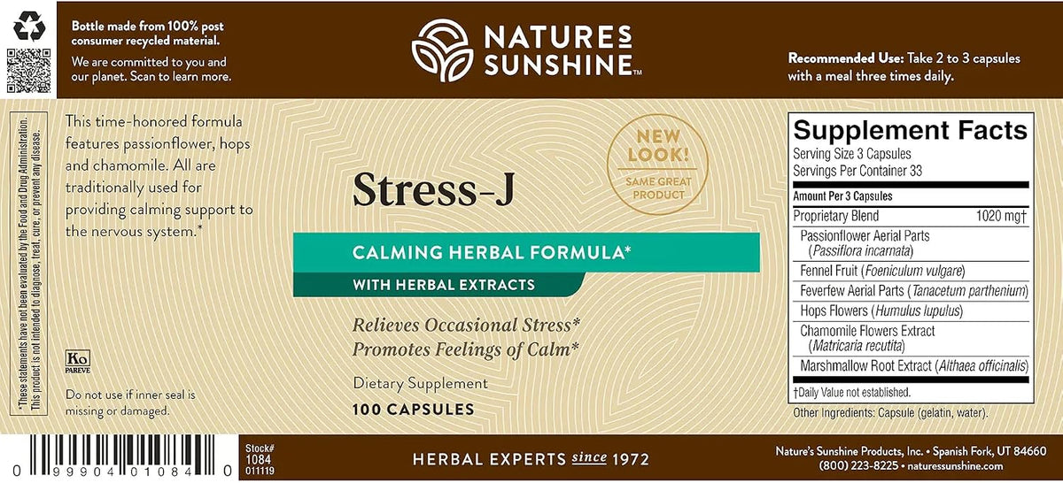 Nature's Sunshine Stress-J, 100 Capsules - Natural Stress Relief Support - görsel 6