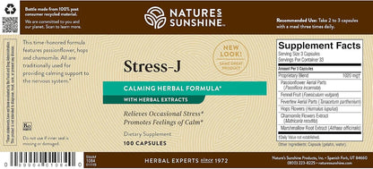 Nature's Sunshine Stress-J, 100 Capsules - Natural Stress Relief Support