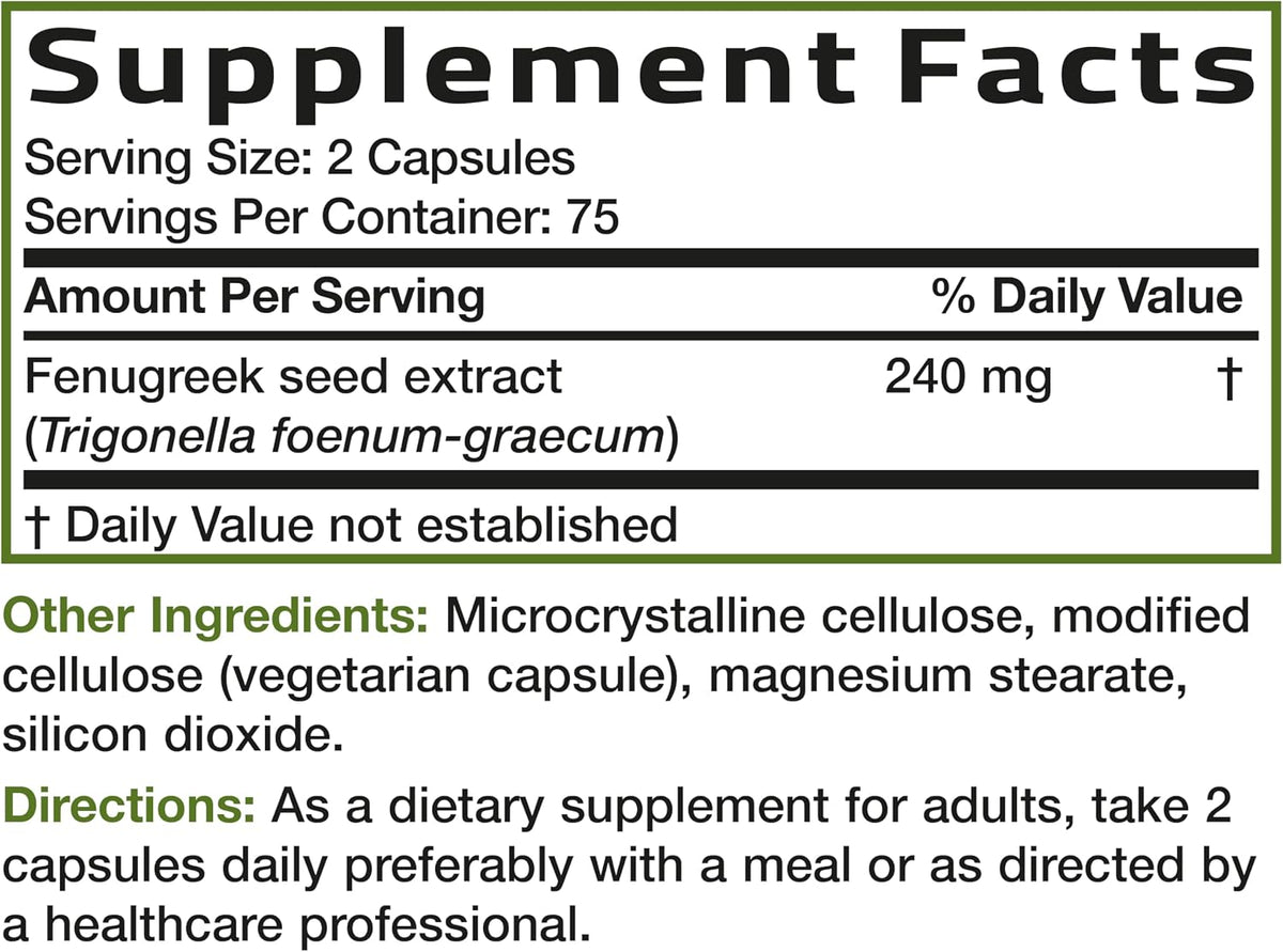 Bronson Extra Strength Fenugreek Seed Powder Capsules, 150 Capsules - görsel 6