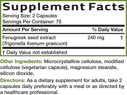 Bronson Extra Strength Fenugreek Seed Powder Capsules, 150 Capsules