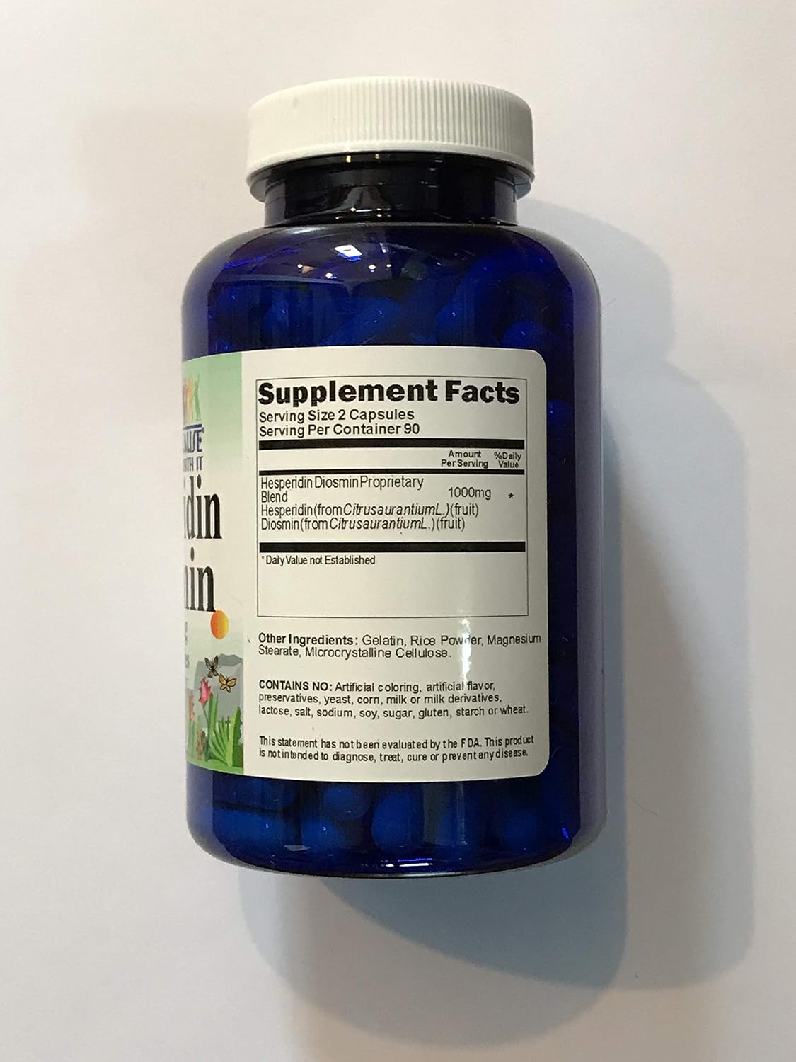 Hesperidin Diosmin 180 Capsules (50mg/450mg) - Non-GMO, Gluten-Free - görsel 1