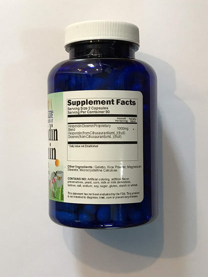 Hesperidin Diosmin 180 Capsules (50mg/450mg) - Non-GMO, Gluten-Free