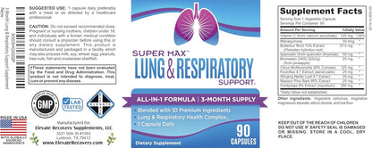 Elevate Recovery Lung & Respiratory Support Supplement - 10-in-1 Formula, 90 Capsules (3-Month Supply)