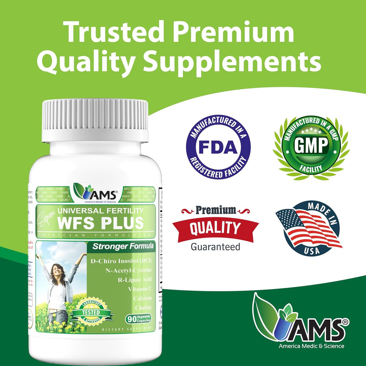 America Medic & Science WFS Plus Fertility Supplements for Women (90 Capsules) - Supports Ovulatory Health - görsel 6