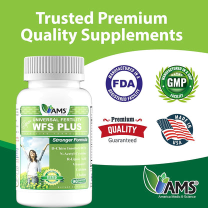 America Medic & Science WFS Plus Fertility Supplements for Women (90 Capsules) - Supports Ovulatory Health