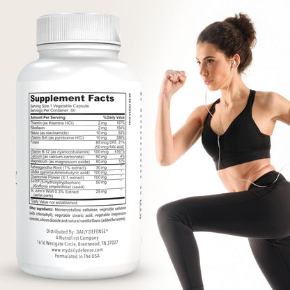 Daily Defence Ultra Mood Support Supplement - 60 Capsules - Mood Enhancer with 5-HTP, Ashwagandha, GABA & More