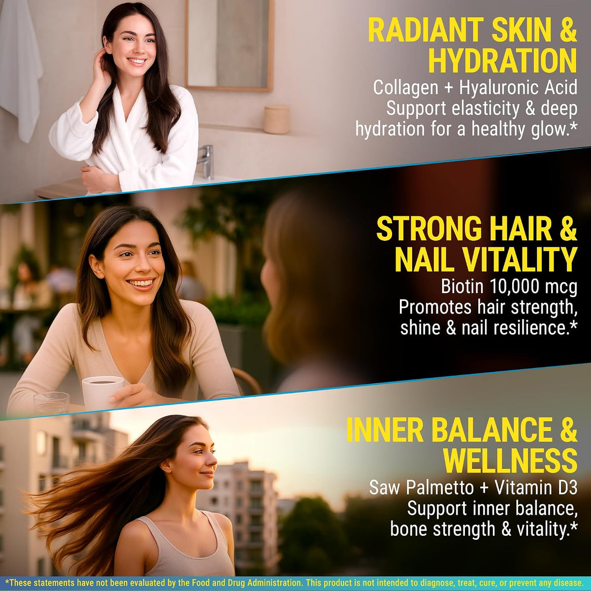 New Elements Biotin Gummies with Collagen, Vitamin D3, Saw Palmetto & Hyaluronic Acid for Hair, Skin and Nails - Non-GMO, Gluten-Free, Natural Pineapple Flavour - görsel 5