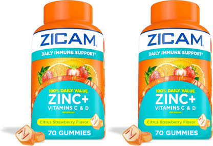 Zicam Daily Immune Support Gummy Food Supplement, Citrus Strawberry, 70 Gummies