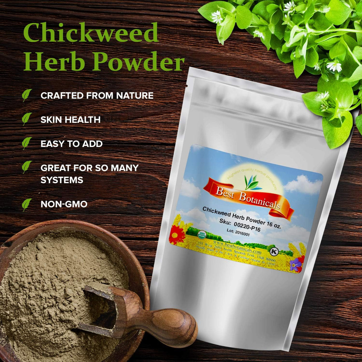 Best Botanicals Chickweed Herb Powder (454 g) - görsel 3