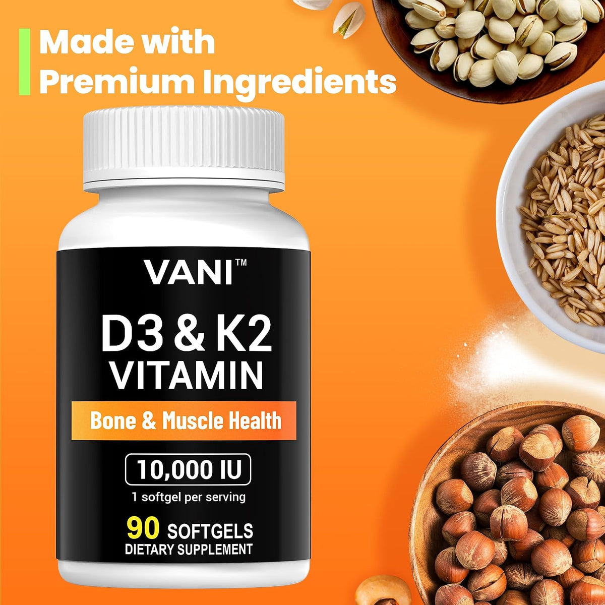 Vitamin D3 (10000 IU) + K2 (MK-7) – 90 Soft gel capsules for Bone, Muscle & Teeth Health - görsel 6