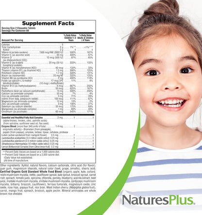 NaturesPlus Animal Parade Gold Children's Multivitamin - Assorted Cherry, Orange & Grape Flavours - 120 Animal-Shaped Chewable Tablets, Pack of 4 - Vegan, Gluten-free - 240 Total Servings