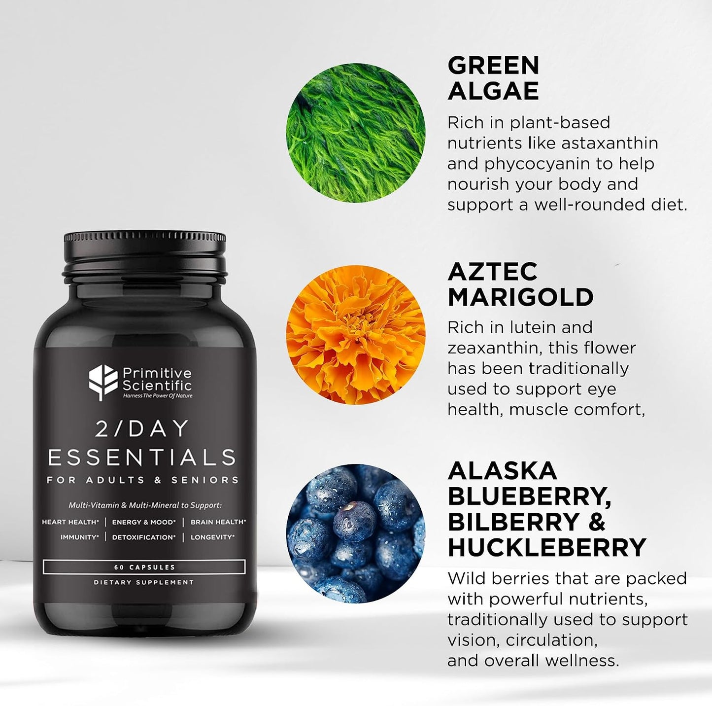 Primitive Scientific Whole Food Daily Essential Multivitamins for Adults and Seniors - 60 Capsules - görsel 5