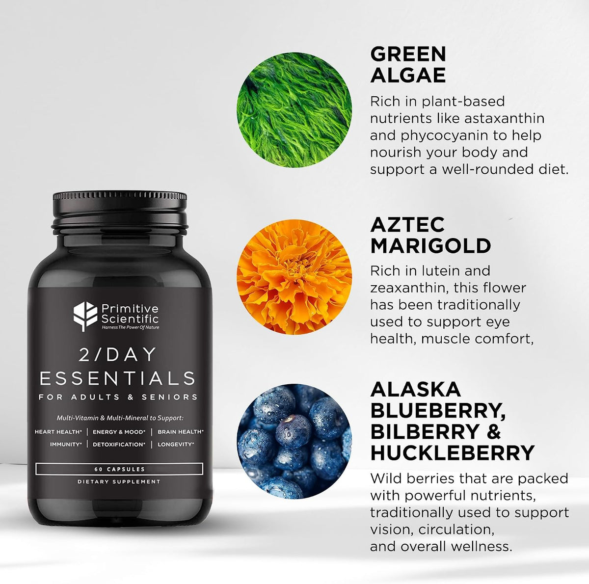 Primitive Scientific Whole Food Daily Essential Multivitamins for Adults and Seniors - 60 Capsules - görsel 5