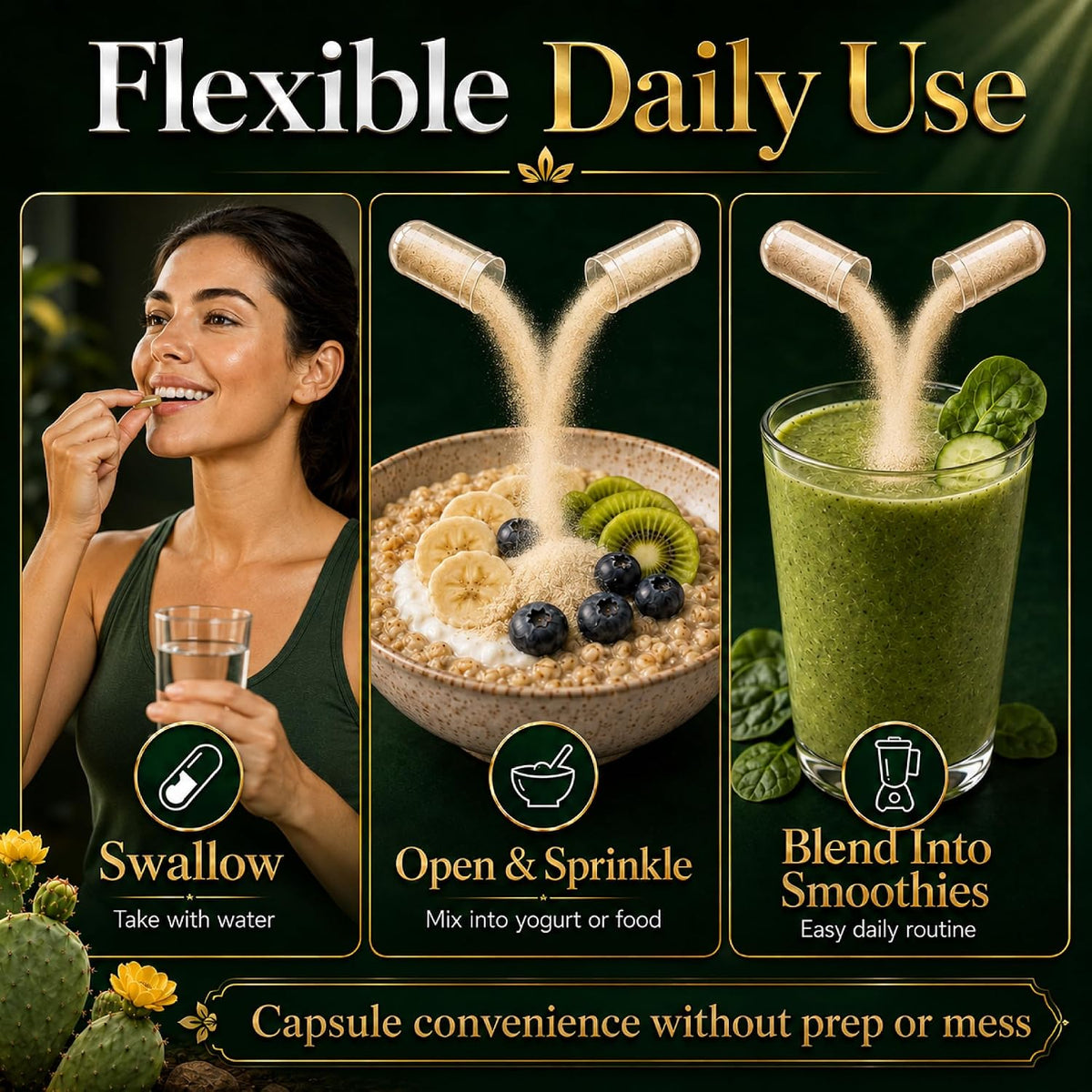 Premium Freeze-Dried Nopal Cactus Capsules – 500 mg, 120 Vegan Capsules - görsel 8