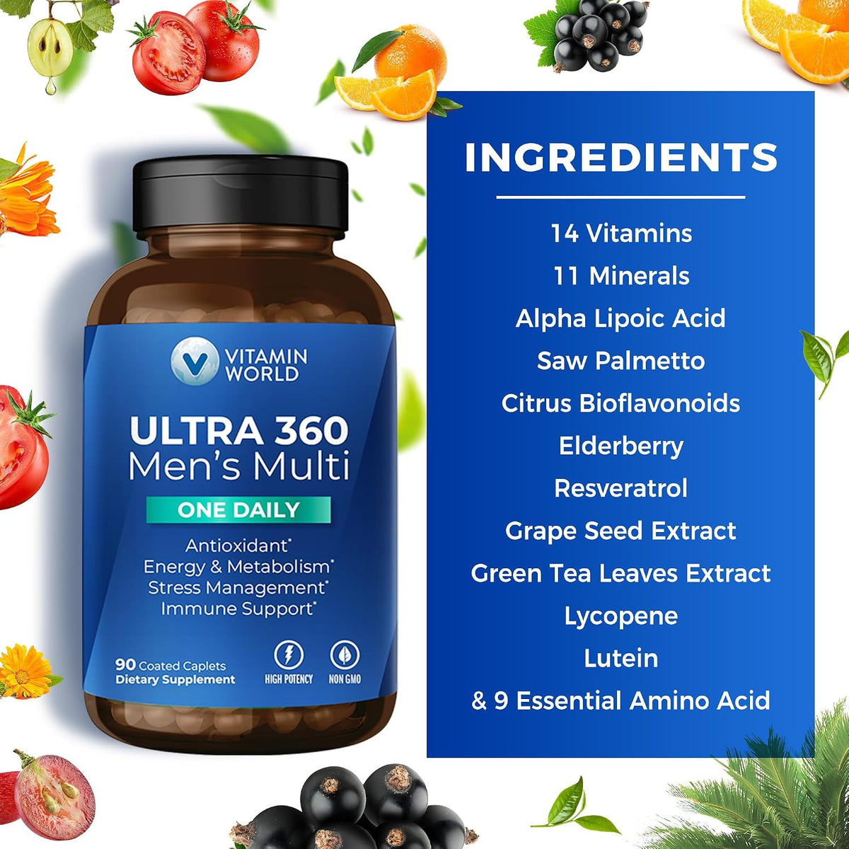 Vitamin World Ultra 360 Multivitamin for Men One Daily - 90 Tablets - görsel 5