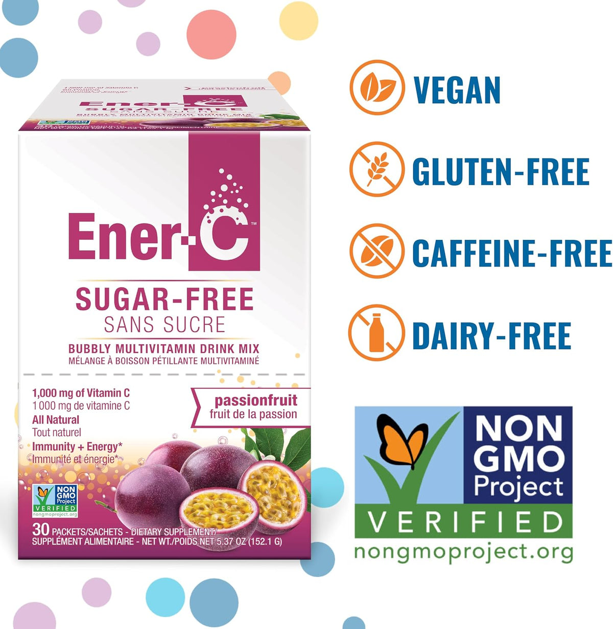 Ener-C Sugar Free Multivitamin Drink Mix - Passionfruit, 30 Count - görsel 2
