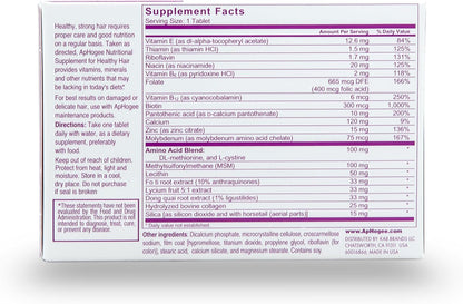 Aphogee Nutritional Supplement for Healthy Hair – Biotin, Vitamins & Minerals with MSM, Collagen & Amino Acids – Nourishes Hair from Within, Promotes Healthy Hair Growth – 30 Tablets (30-Day Supply)