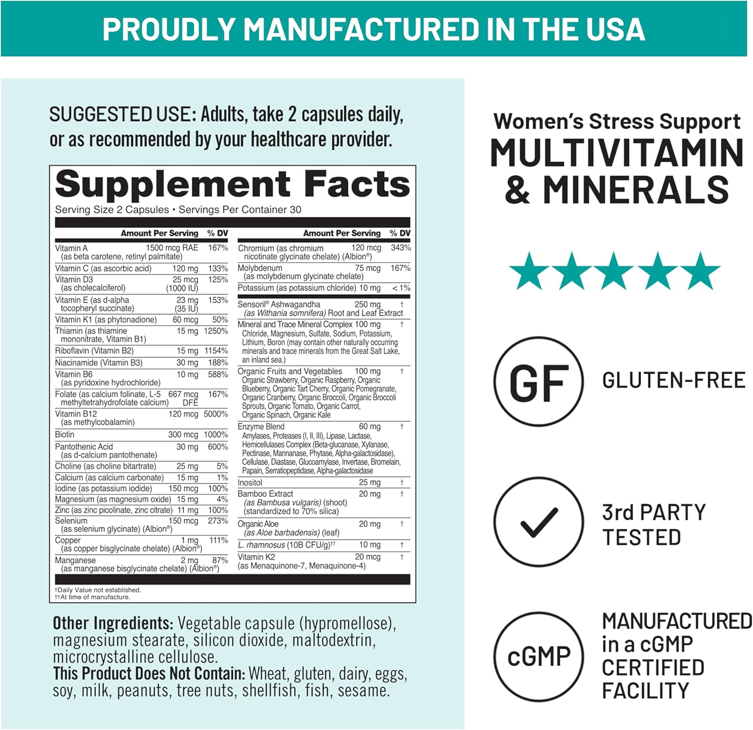 NatureWise Multivitamin for Women with Stress Support – Organic Whole Foods & Natural Minerals - görsel 9