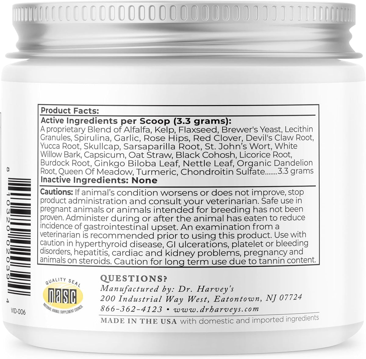 Dr. Harvey's Ortho-Flex Herbal Hip and Joint Supplement for Dogs (198 g) - görsel 7