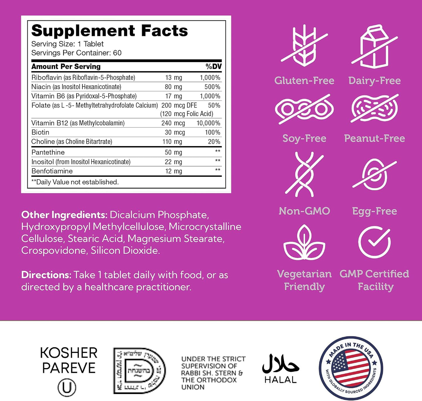 Zahler B-Complex - Bioactive B Vitamins with Advanced Two-Stage Delivery (60 Tablets) - görsel 5