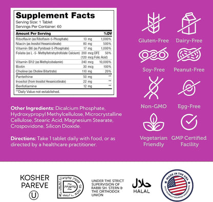 Zahler B-Complex - Bioactive B Vitamins with Advanced Two-Stage Delivery (60 Tablets)