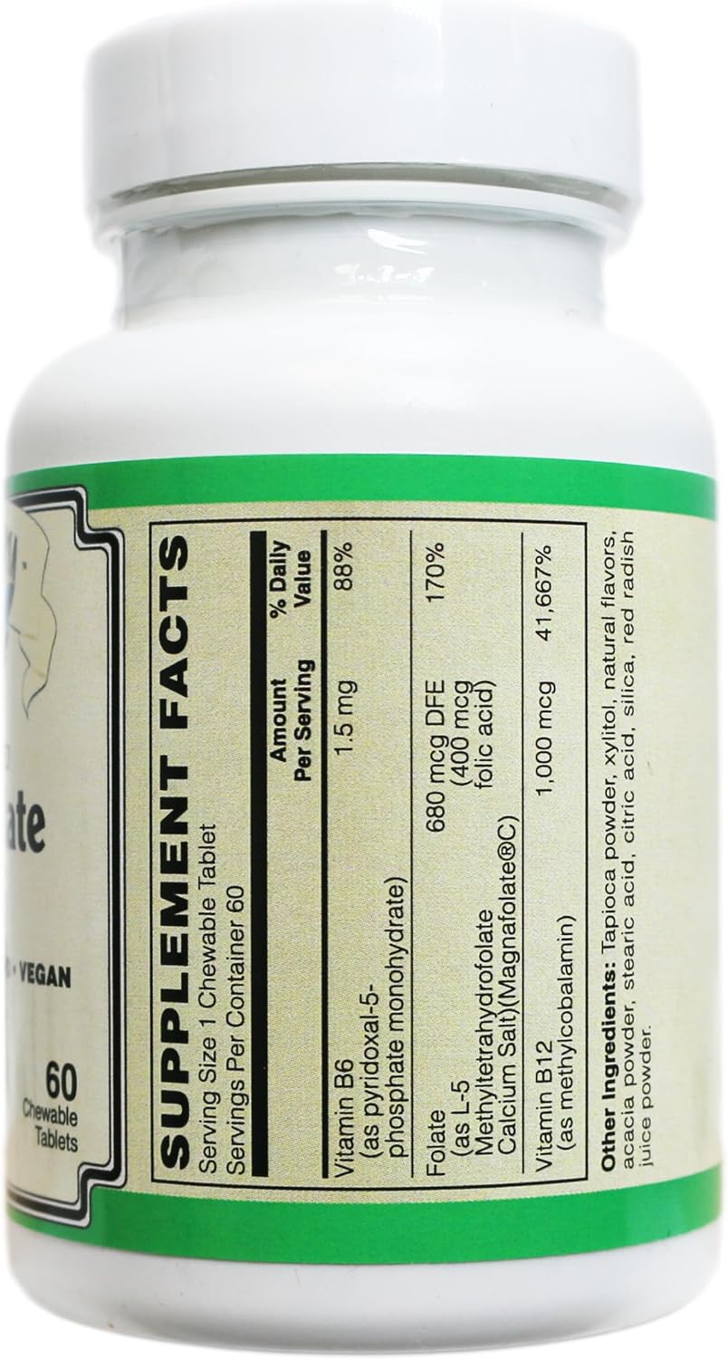 Co-Enzymated B-12, Folate & B-6 Chewable Tablets - Natural Berry Flavour - with Methylcobalamin, P-5-P, and Magnafolate-C L-5-MTHF - görsel 3