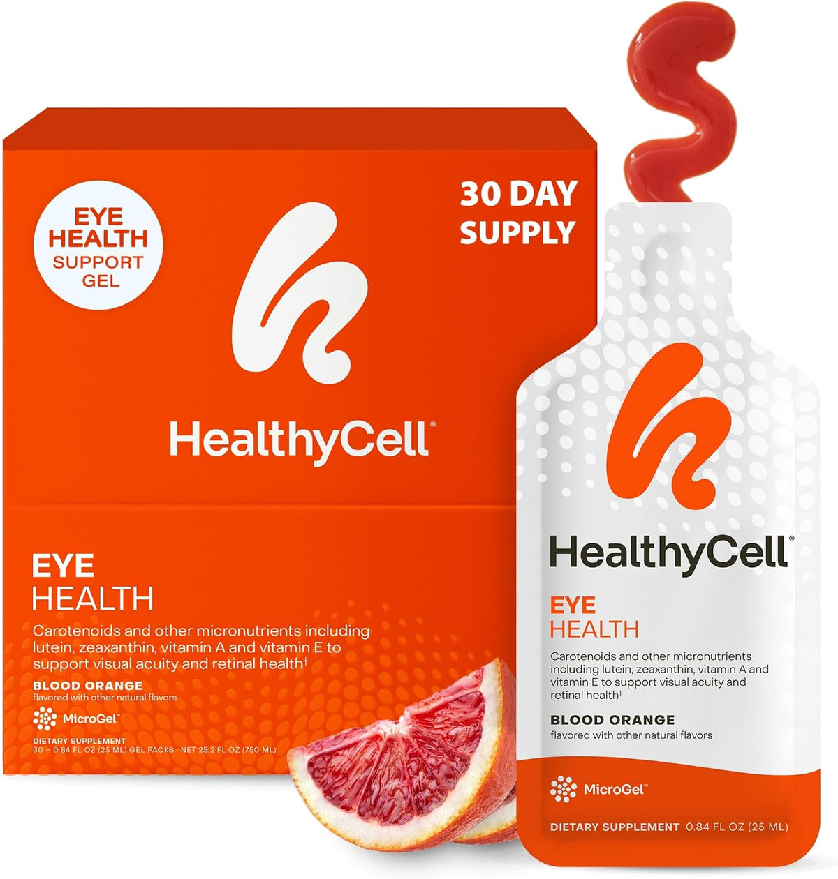Healthycell Eye Health Daily Liquid Supplement - Eye Vitamins and Minerals with Lutein, Zeaxanthin, Astaxanthin and Beta Carotene for Sight Care and Macular Support - 30 Gel Packs - görsel 1