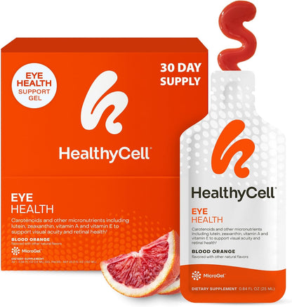 Healthycell Eye Health Daily Liquid Supplement - Eye Vitamins and Minerals with Lutein, Zeaxanthin, Astaxanthin and Beta Carotene for Sight Care and Macular Support - 30 Gel Packs