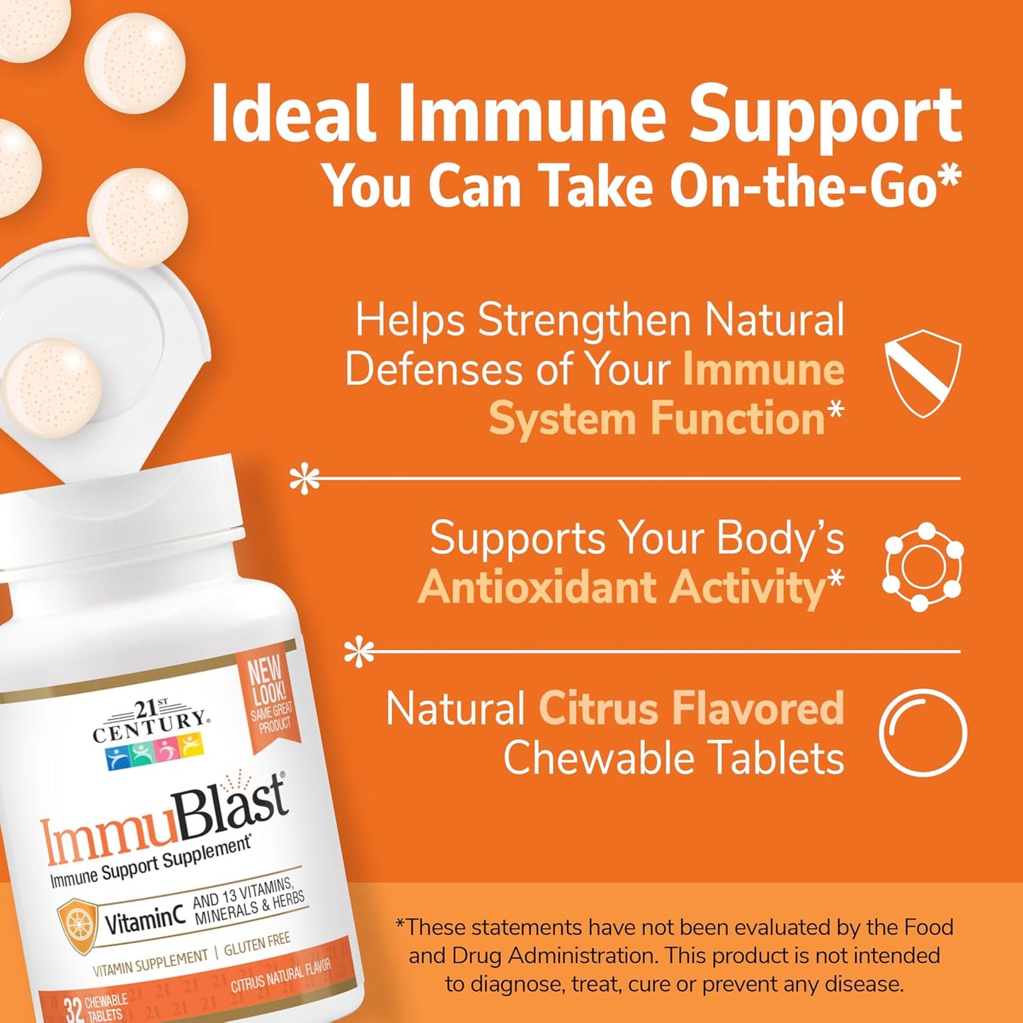 21st Century Immublast Chewable Tablets, Citrus 32 Count - görsel 2