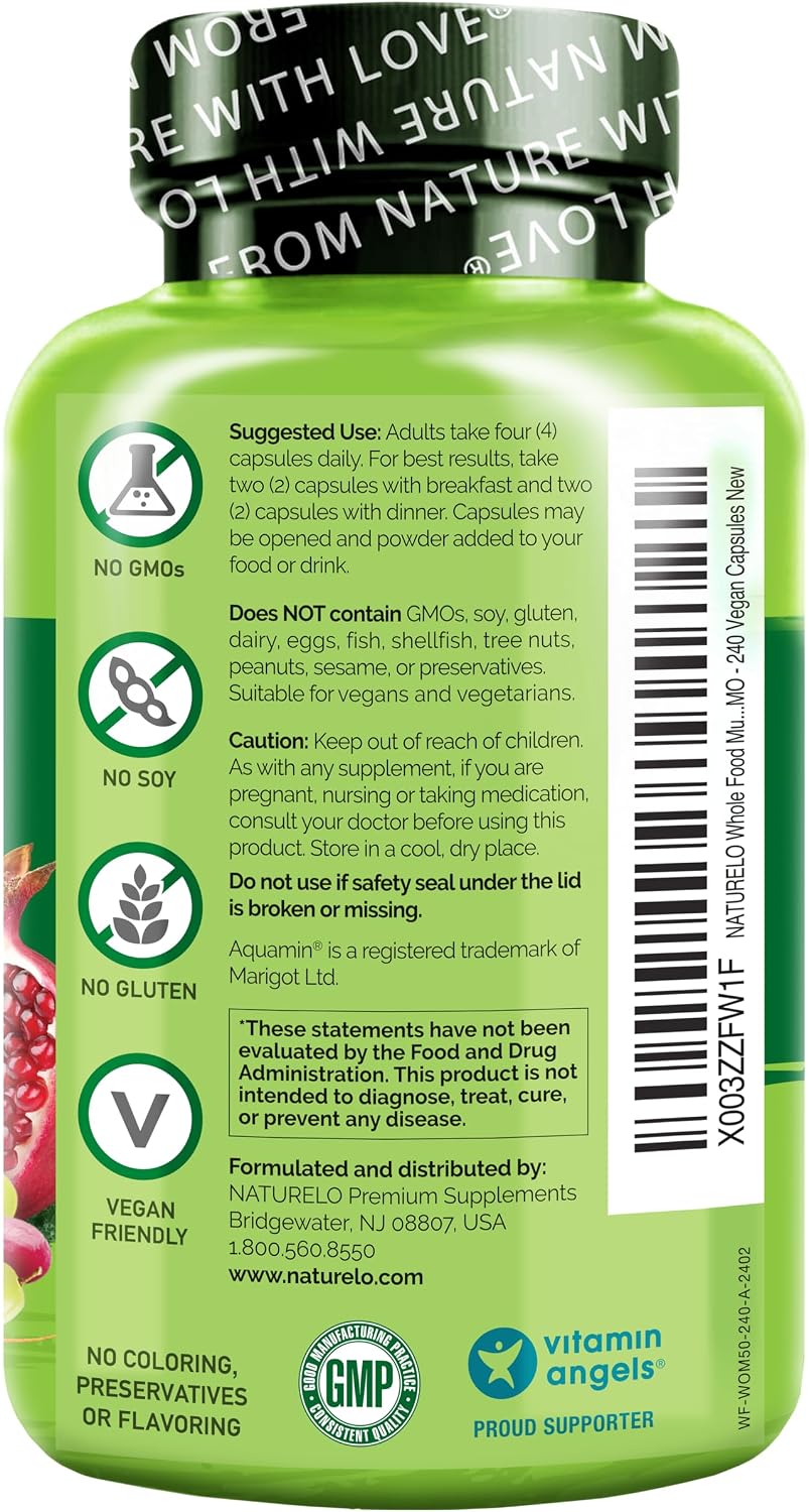 NATURELO Whole Food Multivitamin for Women 50+ (Iron Free) – Vegan, Non-GMO, 240 Capsules - görsel 7