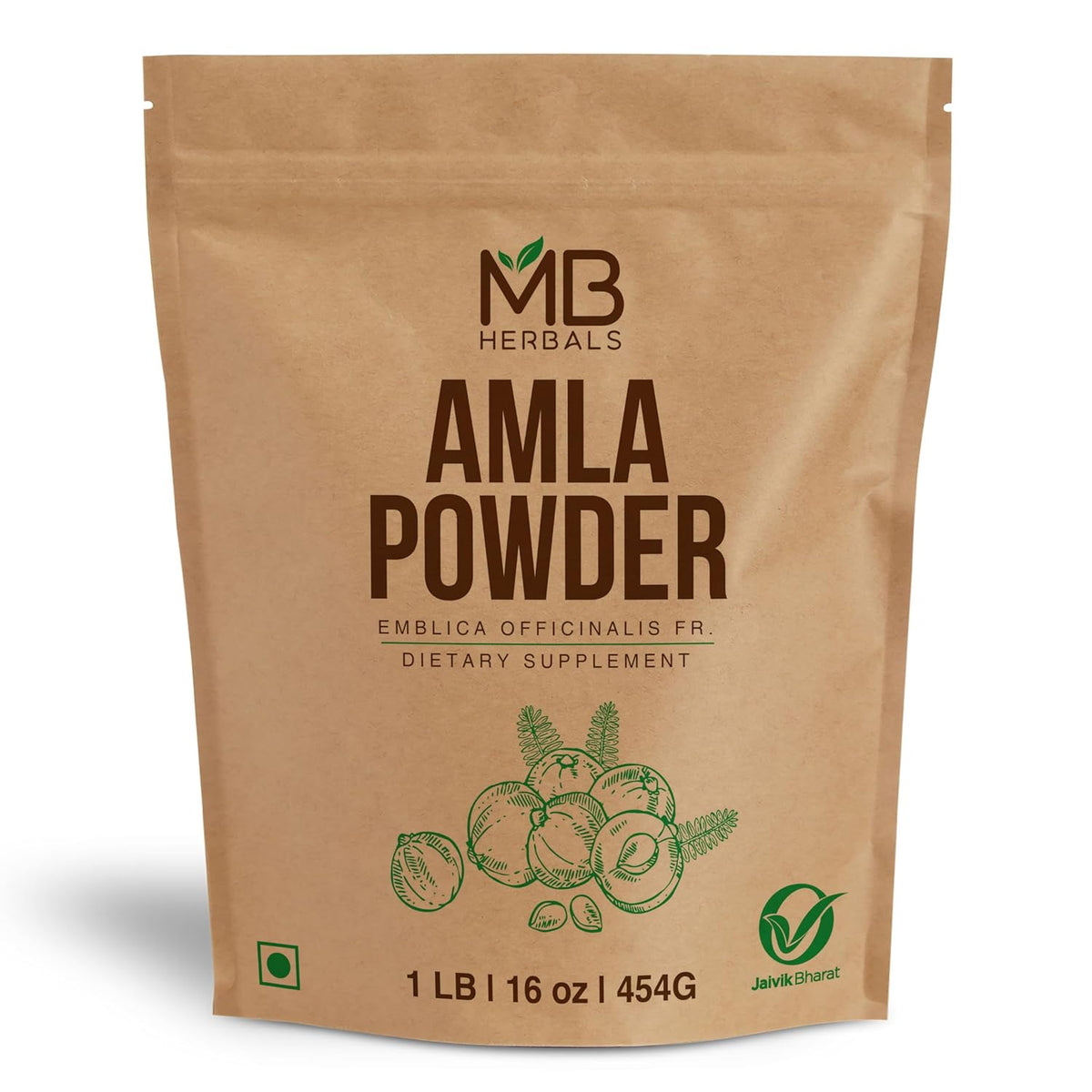 MB Herbals De-Seeded Amla Powder, 1 lb (454g) - görsel 1