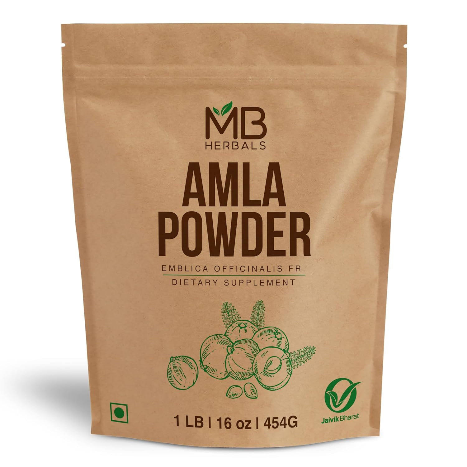 MB Herbals De-Seeded Amla Powder, 1 lb (454g) - görsel 1