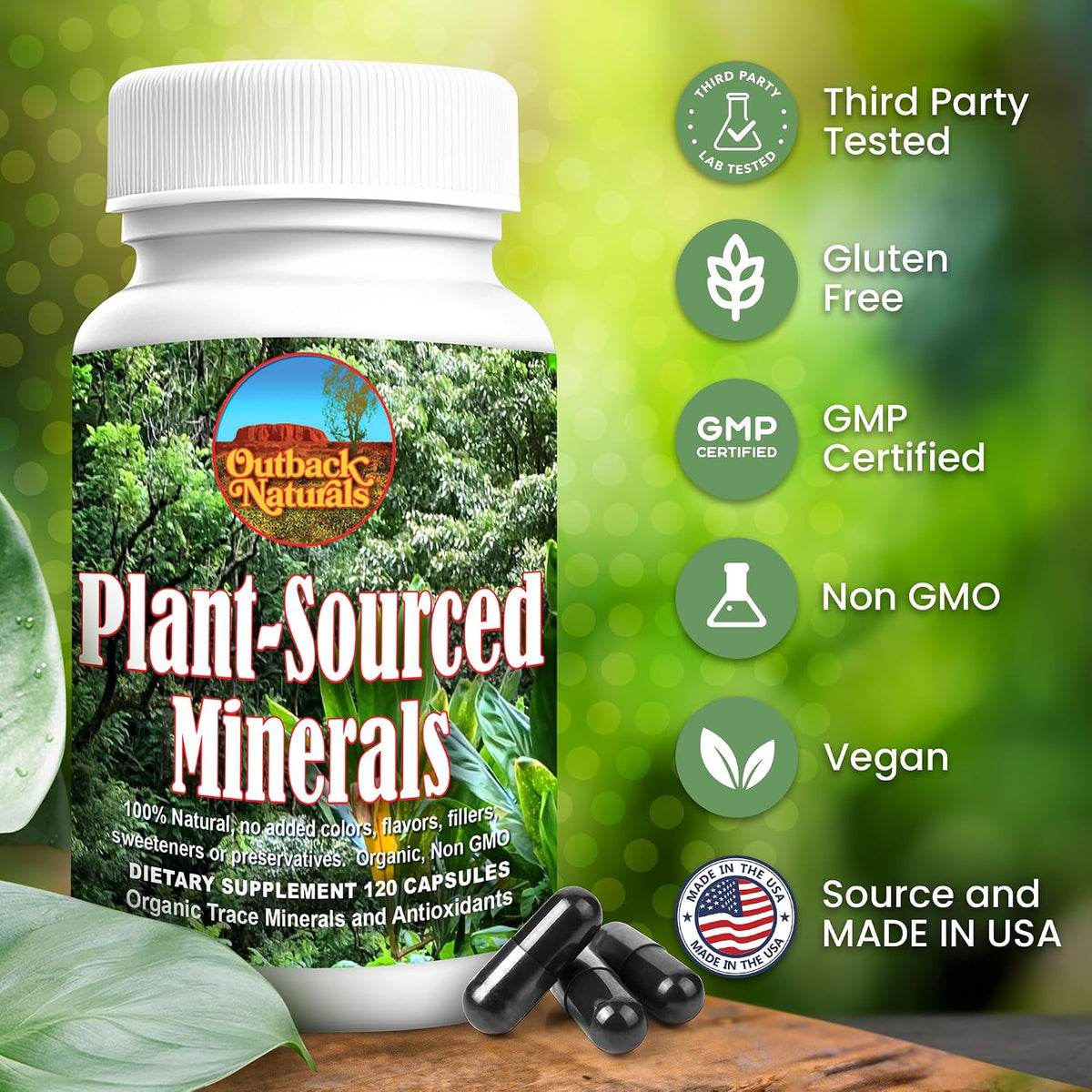 Outback Naturals Fulvic Humic Mineral Blend - Plant-Sourced Trace Minerals with Electrolytes for Cognitive & Immune Support - 120 Capsules - görsel 3