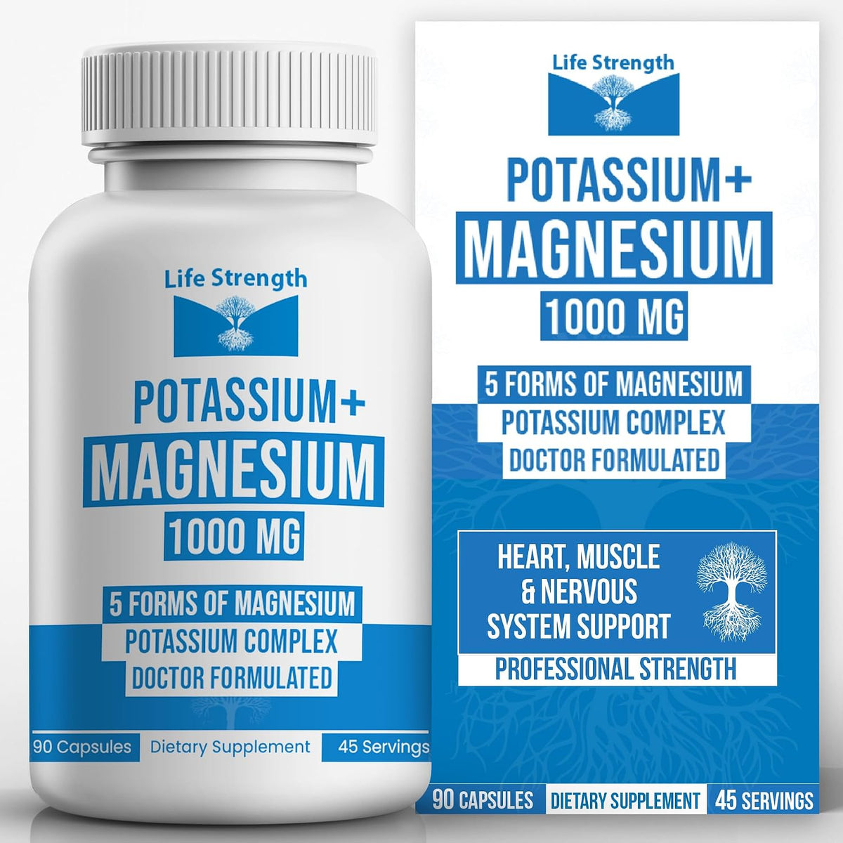 Life Strength Potassium Magnesium Supplement 1000mg – 90 Capsules - görsel 1