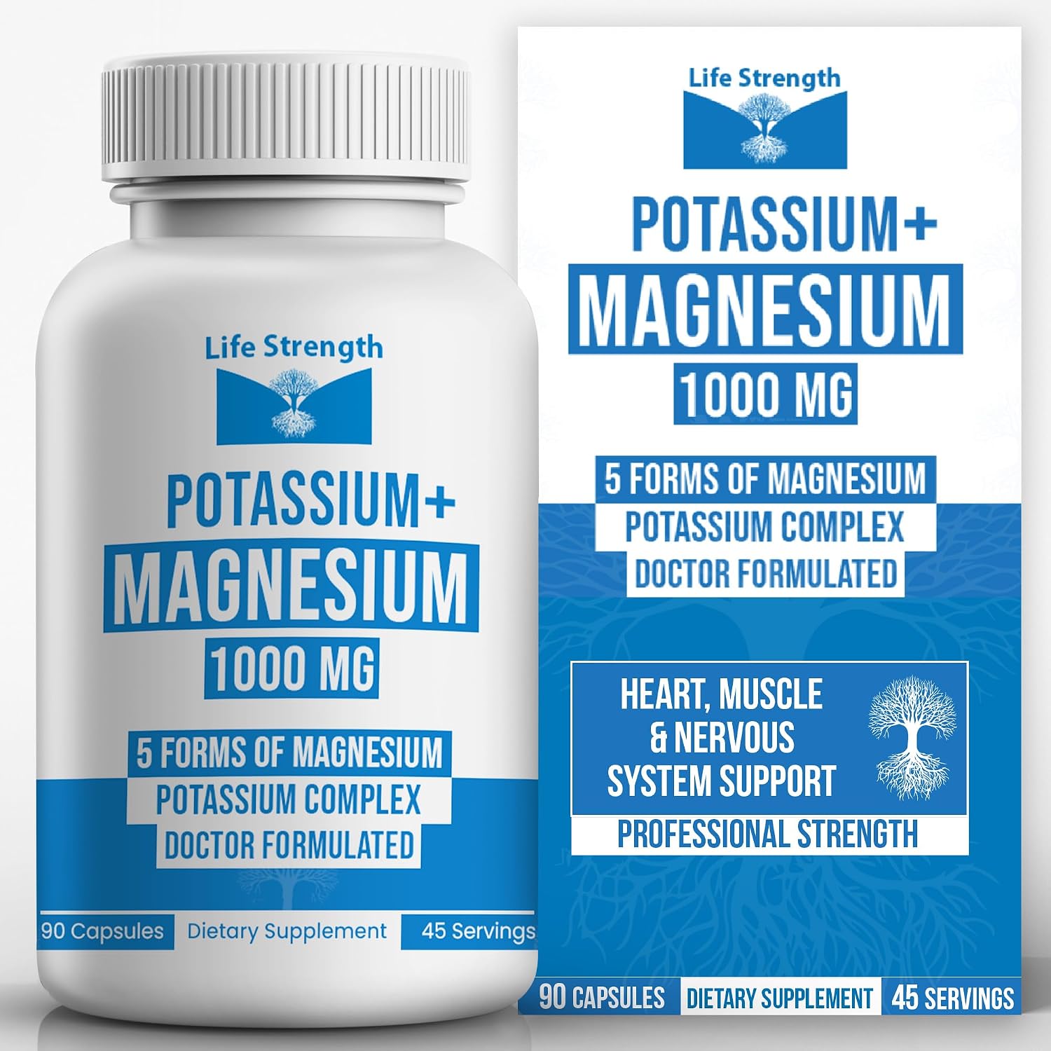 Life Strength Potassium Magnesium Supplement 1000mg – 90 Capsules - görsel 1