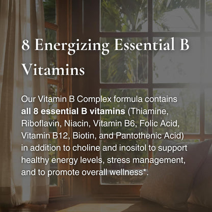 Utzy Naturals Vitamin B Complex | Contains All 8 Essential B Vitamins | with Choline and Inositol | 60 Capsules