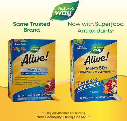 Nature's Way Alive! Men's 50+ Multivitamin Complete Tablets, 50 Tablets