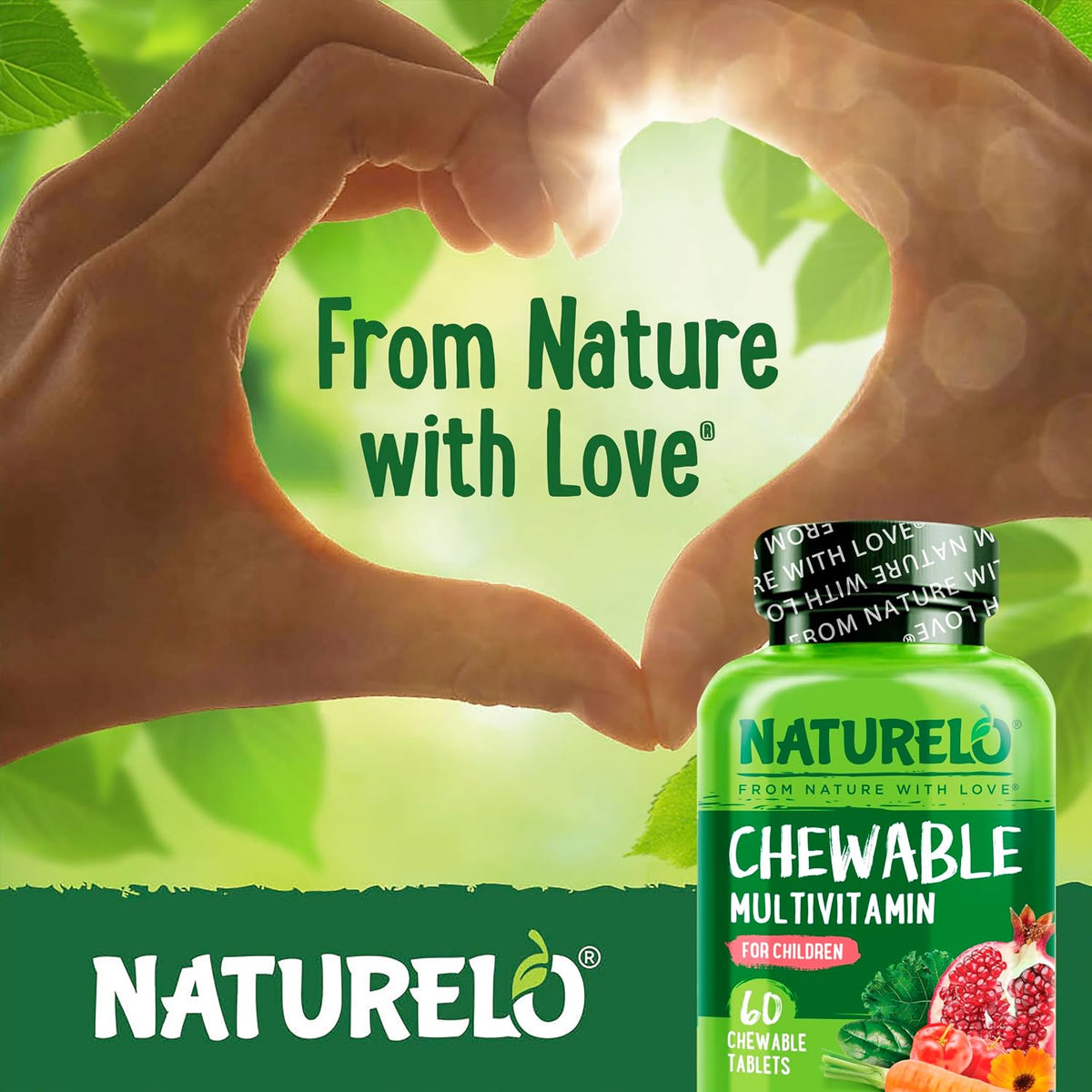 NATURELO Chewable Multivitamin for Children with Organic Fruit Blend – 60 Tablets (Pack of 2) - görsel 6