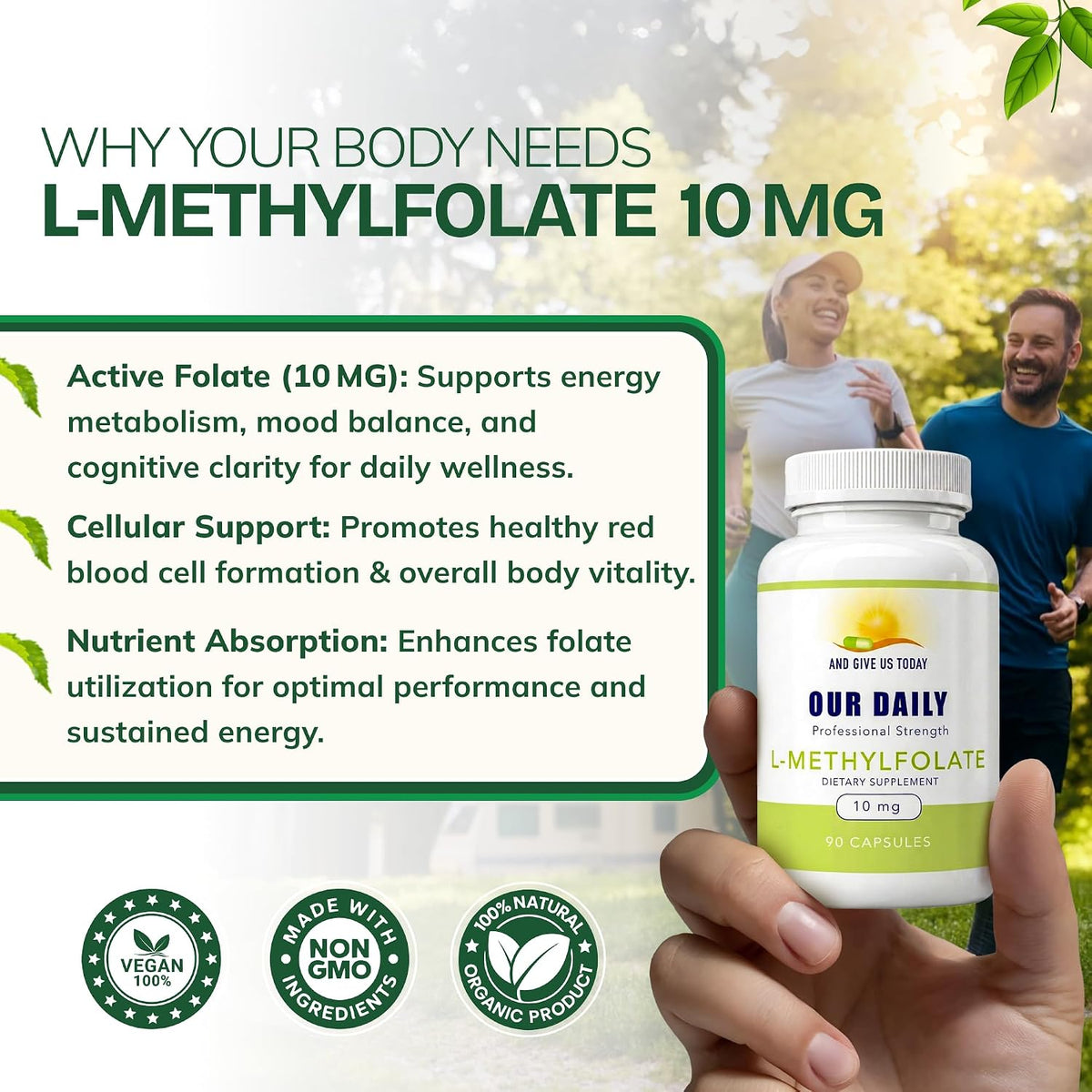 Our Daily Vites L-Methylfolate 10 mg – High-Strength Active Folate (5-MTHF), 90 Vegan Capsules - görsel 5