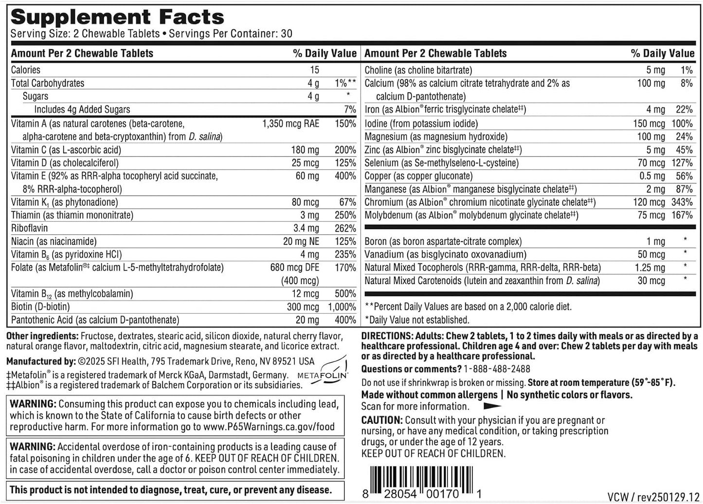 Klaire Labs SFI Health VitaTab Chewable Multivitamin for Kids and Adults, Natural Cherry-Orange, 60 Tablets - görsel 5