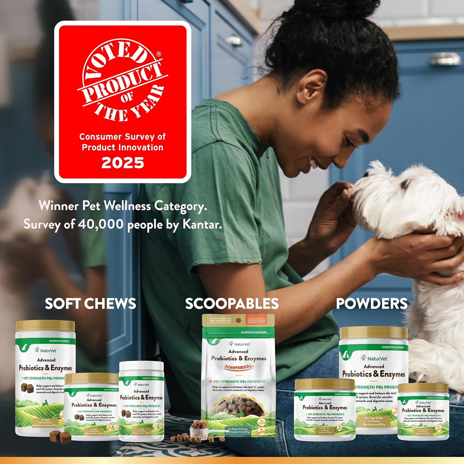 NaturVet – Advanced Probiotics & Enzymes - Plus Vet Strength PB6 Probiotic | Supports and Balances Pets with Sensitive Stomachs & Digestive Issues | for Dogs & Cats (454 g) - görsel 3